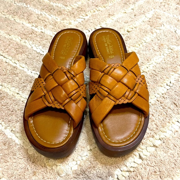 Bella Vita Made in Italy Platform Sandals Sz 10 in Whiskey Leather NWOT - Picture 2 of 7